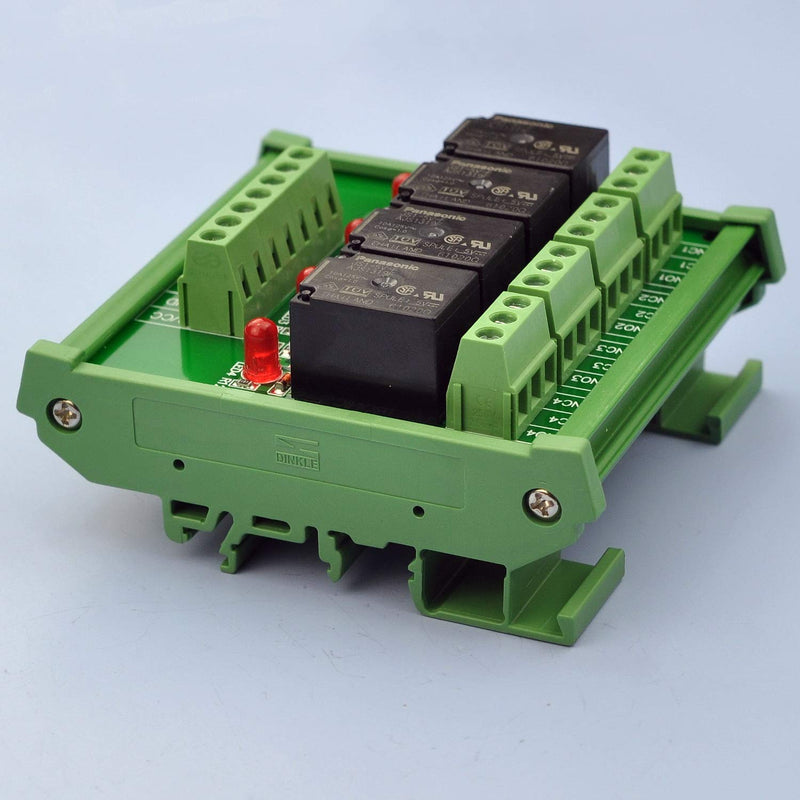 [Australia - AusPower] - Electronics-Salon DIN Rail Mount 4 SPDT 10Amp Power Relay Interface Module, DC 24V Version. 