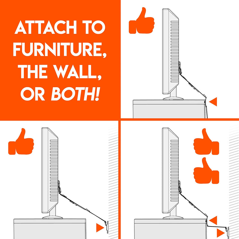 [Australia - AusPower] - ECHOGEAR TV Safety Straps for Flat Screens - Anchor TVs Up to 90" to Furniture Or The Wall - Pre-Assembled Anti-Tip Strap Includes All Hardware for Baby Proofing Your TV 