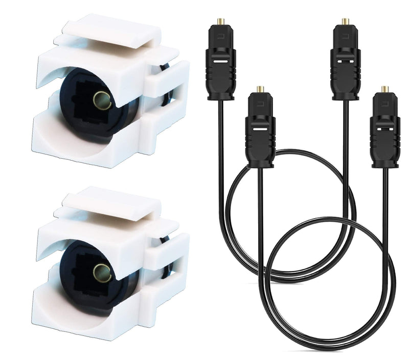[Australia - AusPower] - DIYTECH Toslink Keystone Jack, Female to Female SPDIF Coupler, Includes Optical Audio Cable, White (2-Pack) 