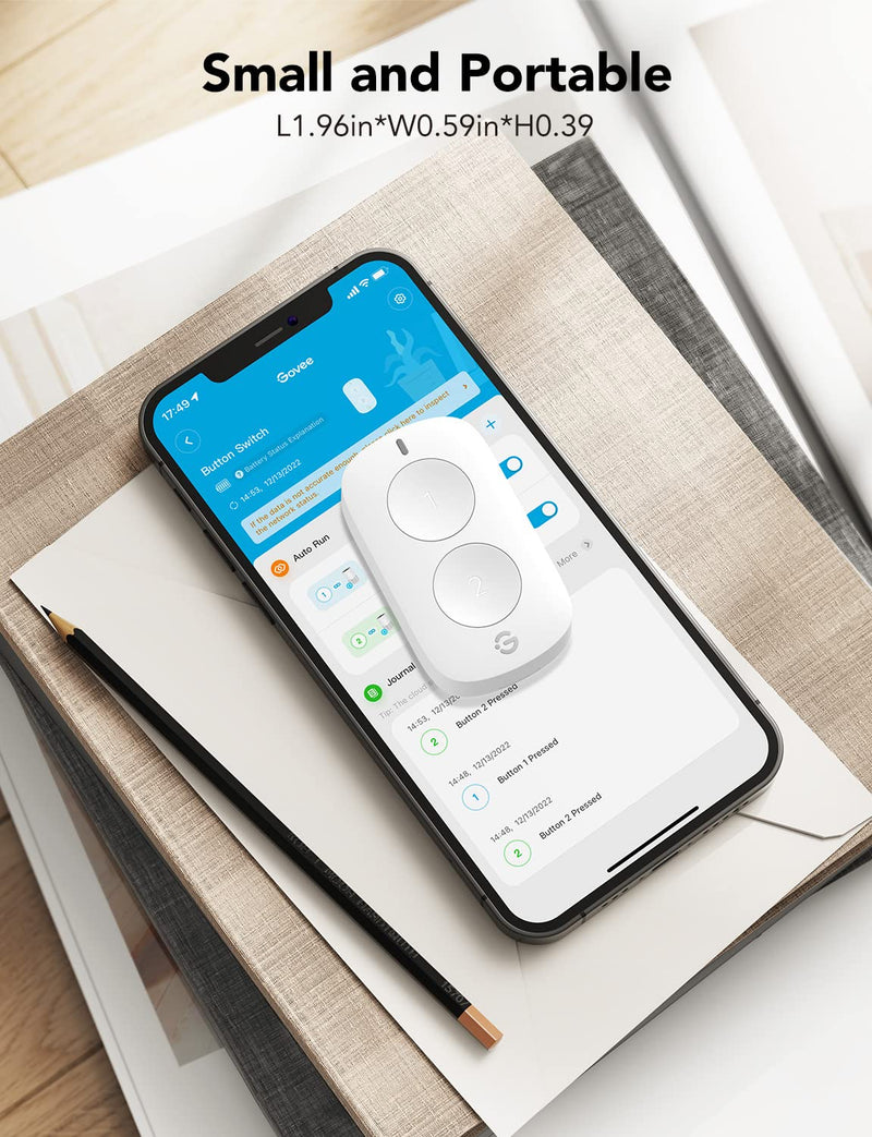[Australia - AusPower] - Govee Life Smart Mini Double Button Switch, Group Control Unlimited Devices, Versatile Wireless Control Button, Battery Powered, Supports Most Govee Smart Products 