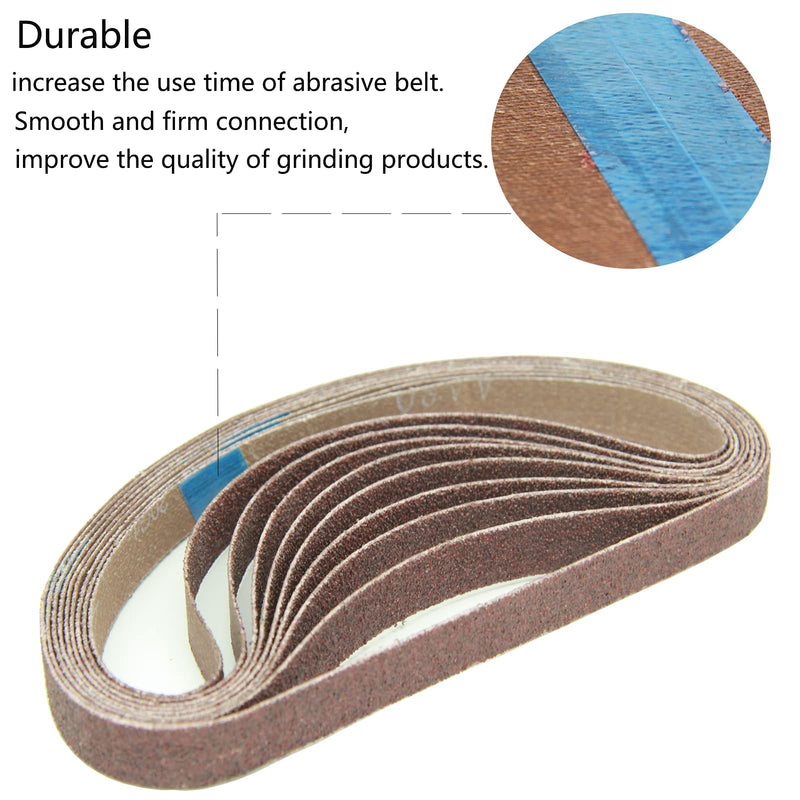 [Australia - AusPower] - XTYML 1/2 Inch x 18 Inch Sanding Belts, 6 Each of 80/120/150/240/400 Grits, Belt Sander Tool for Woodworking, Metal Polishing, 30 Pack Aluminum Oxide Sanding Belt 1/2X18 
