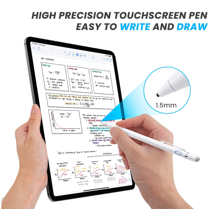 [Australia - AusPower] - Stylus Pencil for Samsung Galaxy Tab A7 WLAN Pen, EDIVIA Active Stylus Pen with 1.5mm Ultra Fine Metal Tip Pen Stylus for Samsung Galaxy Tab A7 WLAN Drawing and Sketching Pencil,White 