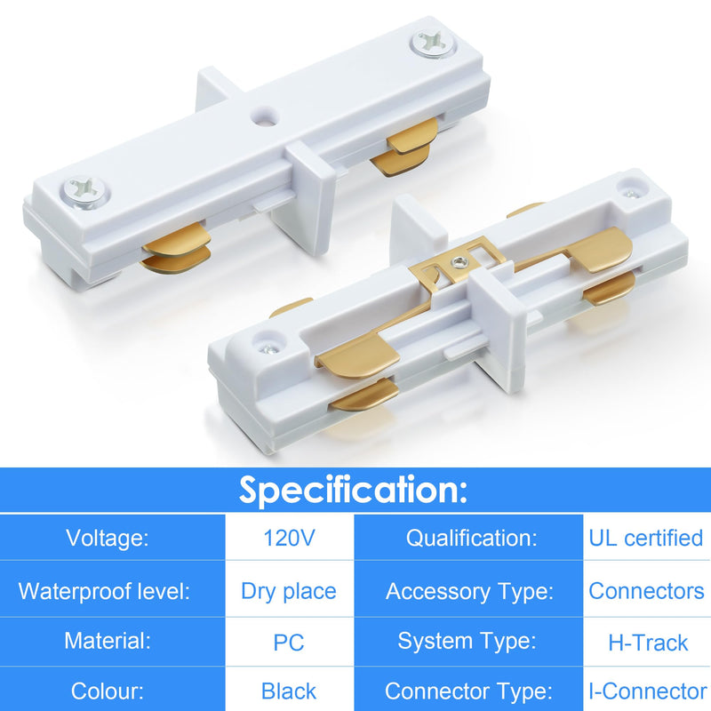 [Australia - AusPower] - Enhon 2 Pack H Track Dead End I Connector Compatible with WAC Lighting H Track Systems, 3 Wire 1 Track Lighting Kit for H Track System Track Lighting Accessories, LED Lights Connector in White 