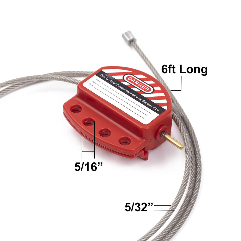 [Australia - AusPower] - TRADESAFE Lockout Tagout Cable Lock, 6 feet, Adjustable Steel Cable Lock Out, Vinyl Coating, OSHA Compliant, Premium Grade 