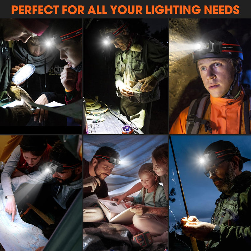 [Australia - AusPower] - MAXME100Â® Upgraded Rechargealbe Headlamp, Head Lamp, Led Headlamp Rechargeable, Head Light, Head Flashlight, Dual Light Headlamp, USB C Motion Sensor Digital MAX300-1 