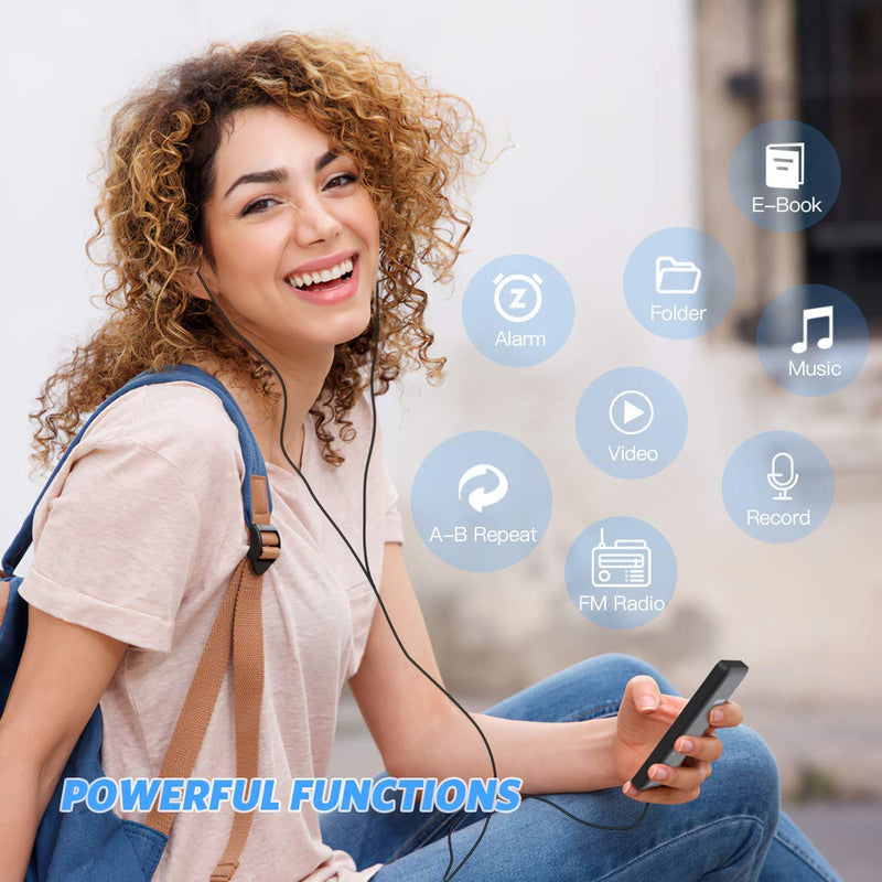 [Australia - AusPower] - AGPTEK A02 8GB MP3 Player, 70 Hours Playback Lossless Sound Music Player, Supports up to 128GB, Black 