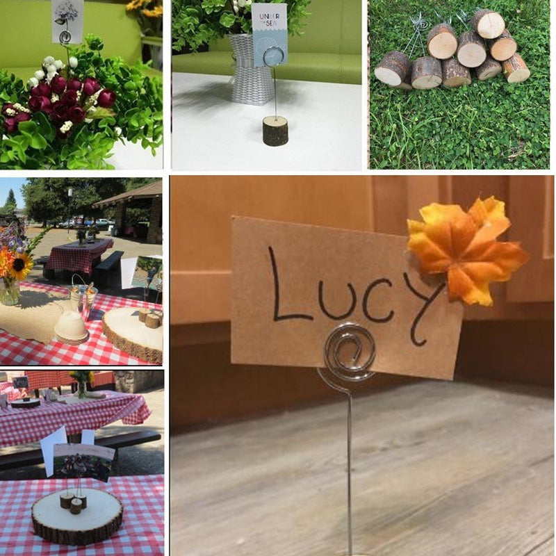 [Australia - AusPower] - senover Rustic Real Wood Base Wedding Table Name Number Holder Party Decoration Card Holders Picture Memo Note Photo Clip Holder (10pcs Table Numbers) 