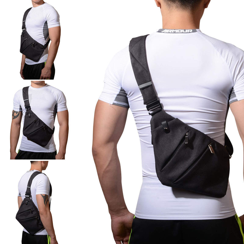 [Australia - AusPower] - YoungPower Sling Bag Water Resistant Crossbody Personal Pocket Chest Bag Lightweight Chest Shoulder Backpack Gray 