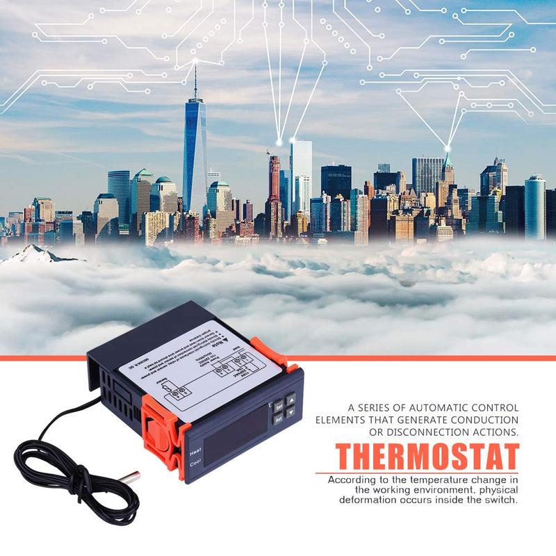 [Australia - AusPower] - Thermostat Controller Thermostat Controller STC-2000 Temperature Sensor Digital Display Heating and Cooling Modes for Industrial Production with Probe 