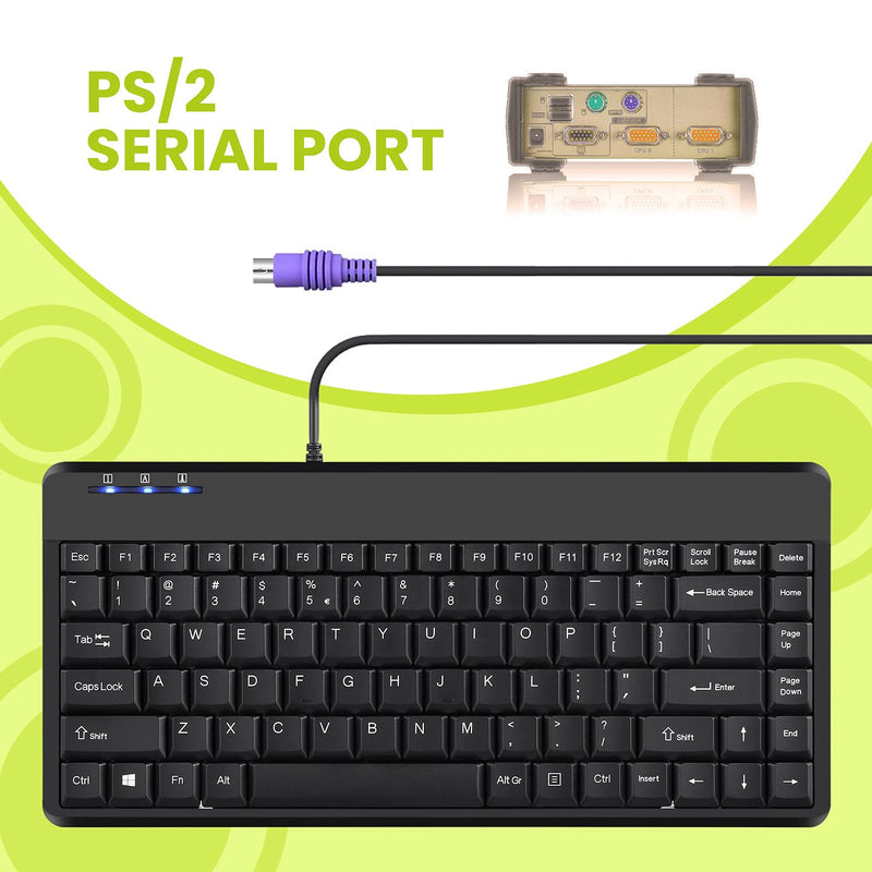 [Australia - AusPower] - Perixx PERIBOARD-409P Wired PS2 Mini Keyboard, Black, US English Layout 