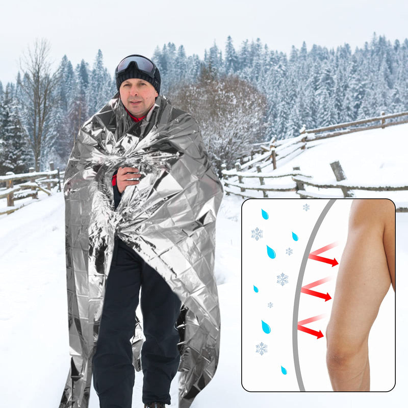 [Australia - AusPower] - QIO CHUANG Emergency Mylar Thermal Blankets -Space Blanket Survival kit Camping Blanket (4-Pack). Perfect for Outdoors, Hiking, Survival, Bug Out Bag ，Marathons or First Aid 1 