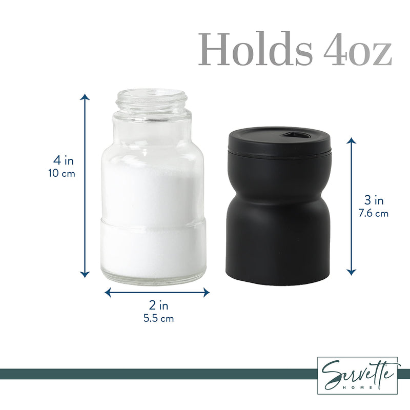 [Australia - AusPower] - Glass & Metal Salt and Pepper Shakers - Set of 2 Black 