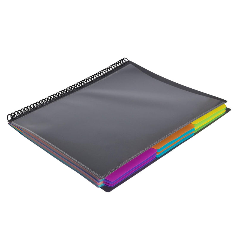 [Australia - AusPower] - JAM PAPER Plastic Multi Pocket Folder - 24 Pocket Organizer - Smoke Grey - 10 1/2 x 11 1/2 - Sold Individually 24 Pockets 