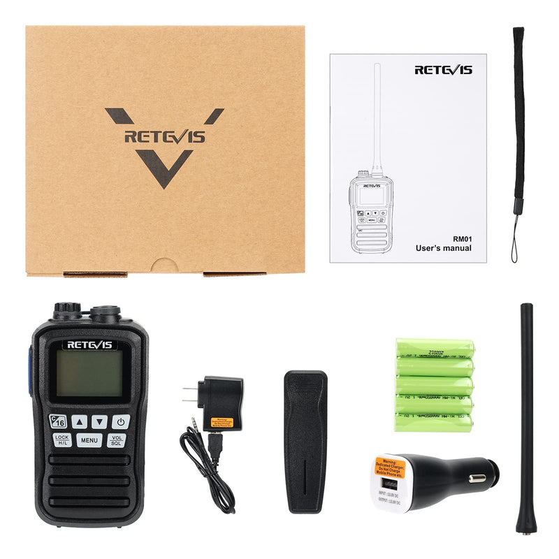 [Australia - AusPower] - Retevis RM01 Handheld Marine Radio,IP67 Waterproof Floating Marine Two-Way Radios,NOAA Weather Alert Ship to Shore,Tri-Watch,Marine Radio for Boats (1 Pack) 