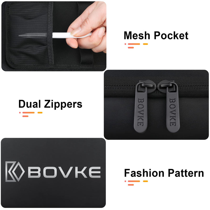 [Australia - AusPower] - BOVKE Hard Electronics Organizer, Travel Cable Organizer Bag, Tech Organizer Case for Power Adapter Chargers Cables Earbuds Flash Drives and Other Electronics Accessories & Supplies, Black 