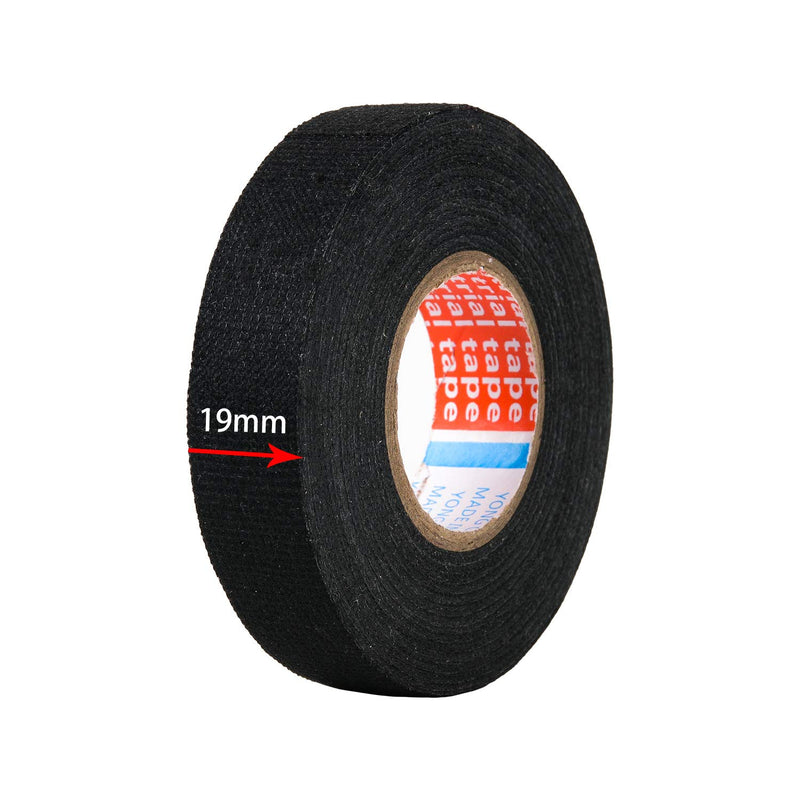 [Australia - AusPower] - HSTECH Wire Harness Cloth Tape, 3/4-Inch by 50-Foot (4 Pack), Speaker Wiring Harness Cloth Tape, Black Adhesive Fabric Tape, for Automobile Electrical Wire harnessing Noise Dampening Heat Proof 