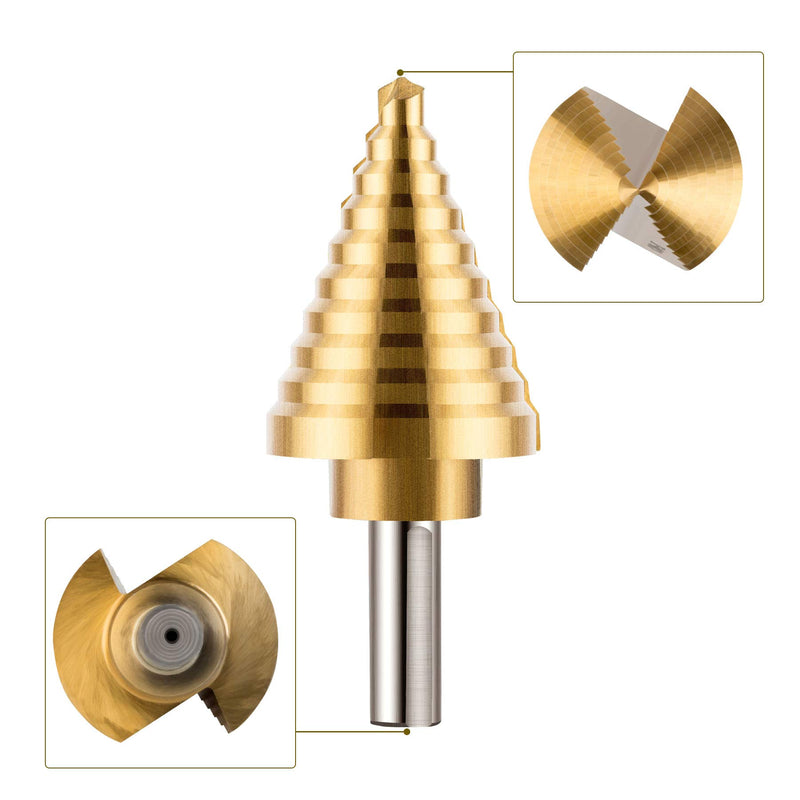[Australia - AusPower] - CO-Z 10 Sizes Titanium Step Drill Bit, 1/4 to 1-3/8 Inches High Speed Steel Drill Cone Bits for Sheet Metal Hole Drilling Cutting, HSS Multi Size Hole Stepped Up Unibit for DIY Lovers Electrician 