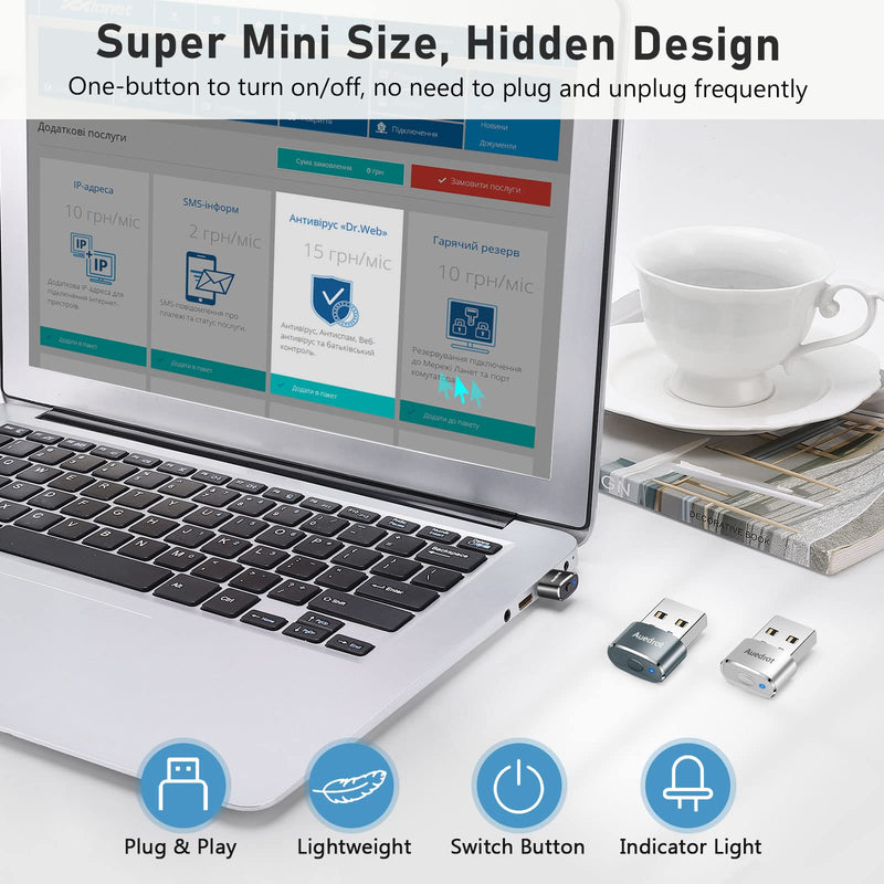 [Australia - AusPower] - Mouse Jiggler Undetectable Metal USB Mouse Mover with Switch Button, Automatic Mini Mouse Shaker with 2 Jiggle Modes, Driver-Free, Plug-and-Play Keep Computer/Laptop Awake, with Type-C Adapter, Black 