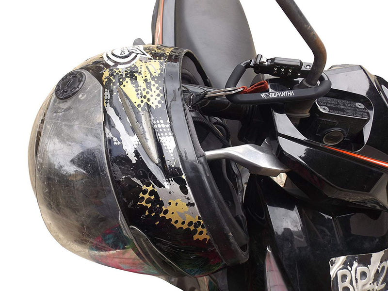 [Australia - AusPower] - Motorcycle Helmet Lock & Cable. Sleek Black Tough Combination PIN Locking Carabiner Device Secures Your Motorbike, Bicycle or Scooter Crash Hat (and Jacket) to Your Bike. 