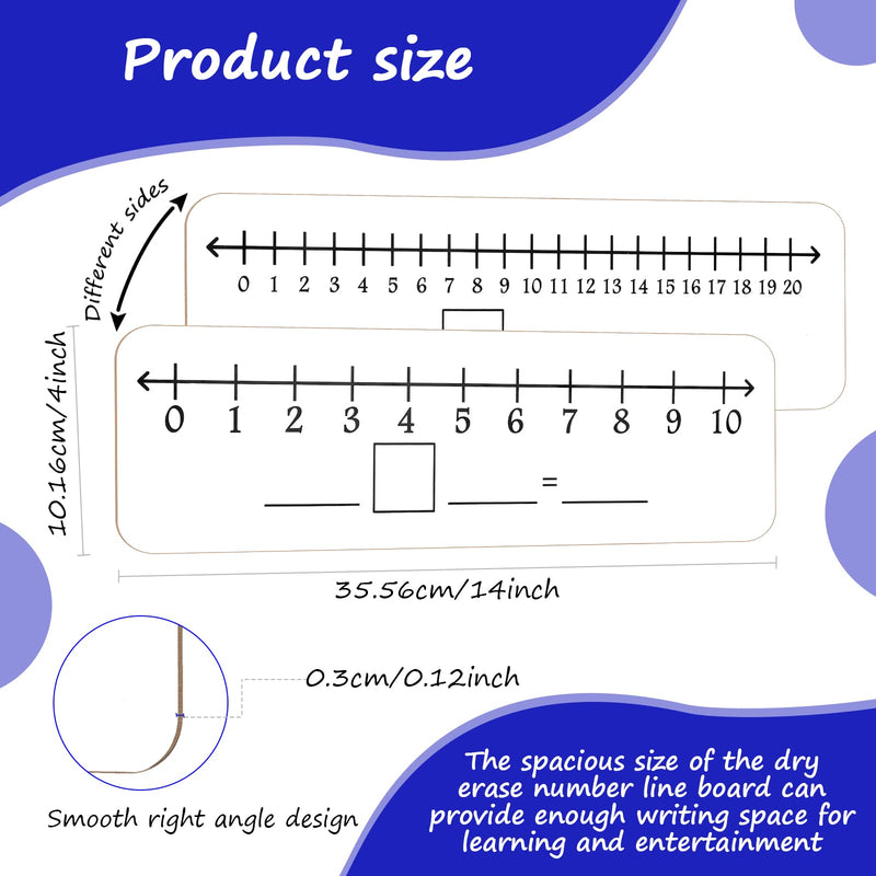 [Australia - AusPower] - 4 Pieces Dry Erase Number Line Board Double Sided White Board 4 x 14 Inch Number Line Whiteboard Dry Erase Math Manipulatives Teacher Supplies for Classroom School Supplies, 0-10/ 0-20 