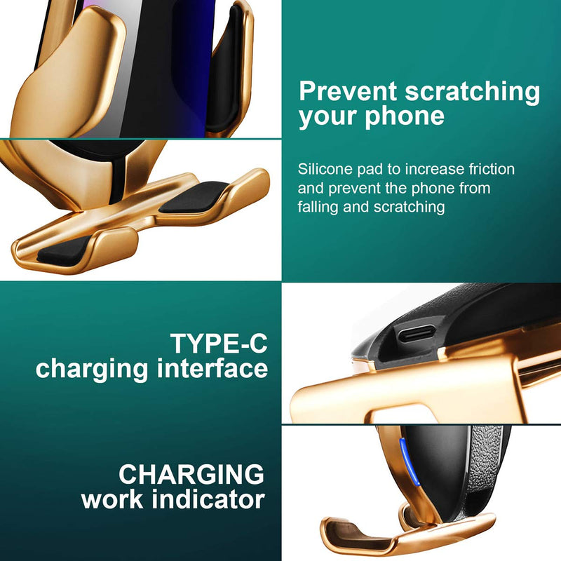 [Australia - AusPower] - Wireless Fast Car Charger10W for Android iOS Smartphone Mobile Phone Fast Charging with Smart Sensor Car Mount Fast Charger for iPhone Xs Max/XR/X/8/8Plus Samsung S10/S9/S8-R2 R2 Silver 