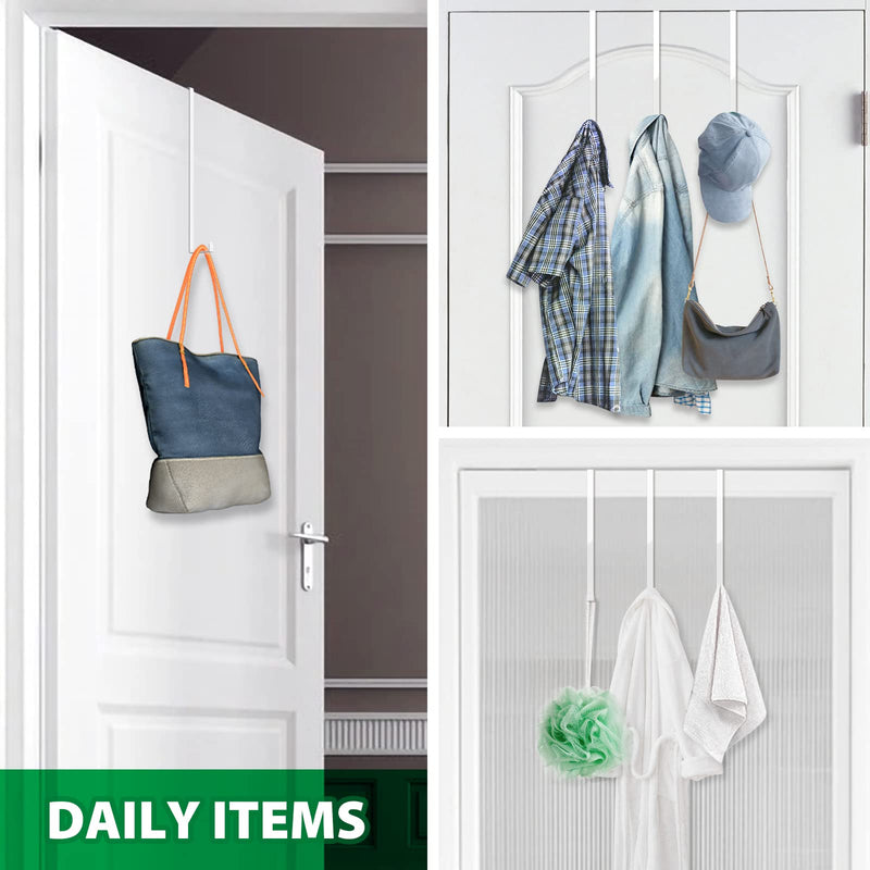 [Australia - AusPower] - Booda Brand Over The Door Hooks 14-'', 4 Pack Upgraded Widen Hanger Hook Fits 1-3/4-'' & 1-3/8-''Door Widths, Z-Shaped Wreath Sturdy for Hanging Wreaths, Hats, Clothes (White) White 