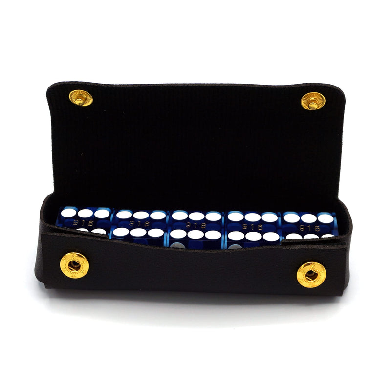 [Australia - AusPower] - Luck Lab Grade AAA 19mm Casino Dice with Razor Edges and Matching Serial Numbers Set of 5 and Leather Dice Case, Blue 