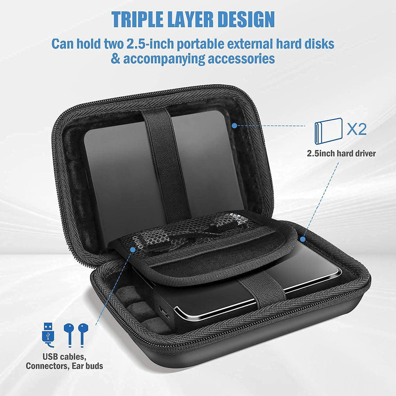 [Australia - AusPower] - ProCase Hard Drive Case 2.5 Inch Bundle with ProCase Samsung T7 / T7 Touch Portable SSD Carrying Case with Silicone Cover 