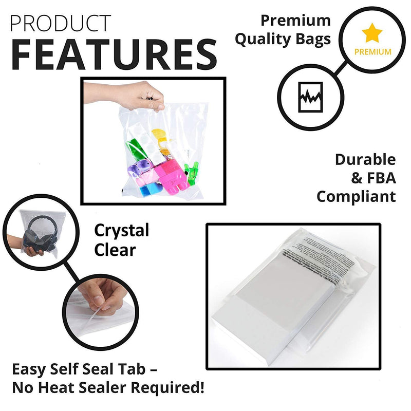 [Australia - AusPower] - Poly Bags 5x7" - Resealable Poly Bags with Suffocation Warning - 200 Pack - 5x7 Clear Bags - Packaging Bags - 5x7 Poly Bags - Retail Supply Co 5x7" - 200 Pack Suffocation Warning w/ Resealable Seal 