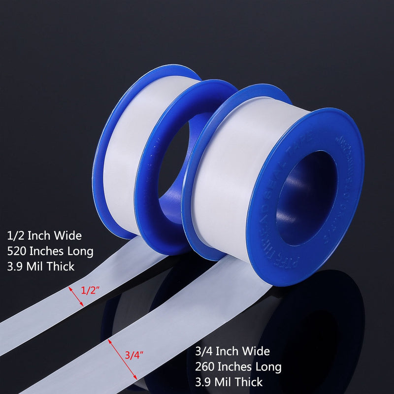 [Australia - AusPower] - Skylety 10 Rolls Thread Seal Tapes, PTFE Pipe Sealant Tape (10 Rolls, White, 1/2 by 520 Inches and 3/4 by 260 Inches) 