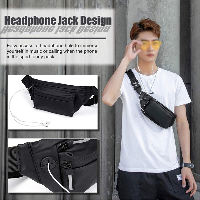 [Australia - AusPower] - MOVOYEE Water Resistant Fanny Pack for Walking Athletic Hiking Travel Pocket, Waist Bag Men Women Sling Chest Bag Over the Shoulder, Running Belt for iPhone 12 11 Pro Max Xs Xr 8 7 6 Plus Phone Pouch 01-Black 
