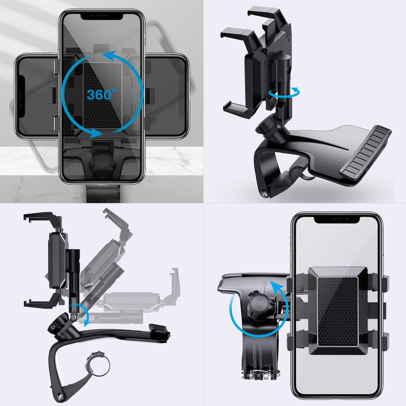 [Australia - AusPower] - 2021 Upgraded Car Phone Holder Mount for Dashboard, 1200° Rotating Cell Phone Holder for Car, Universal Big Clamp Car Phone Mount Compatible with iPhone, Samsung, Moto and More-Wipalor 1200° Rotating Car Phone Holder 