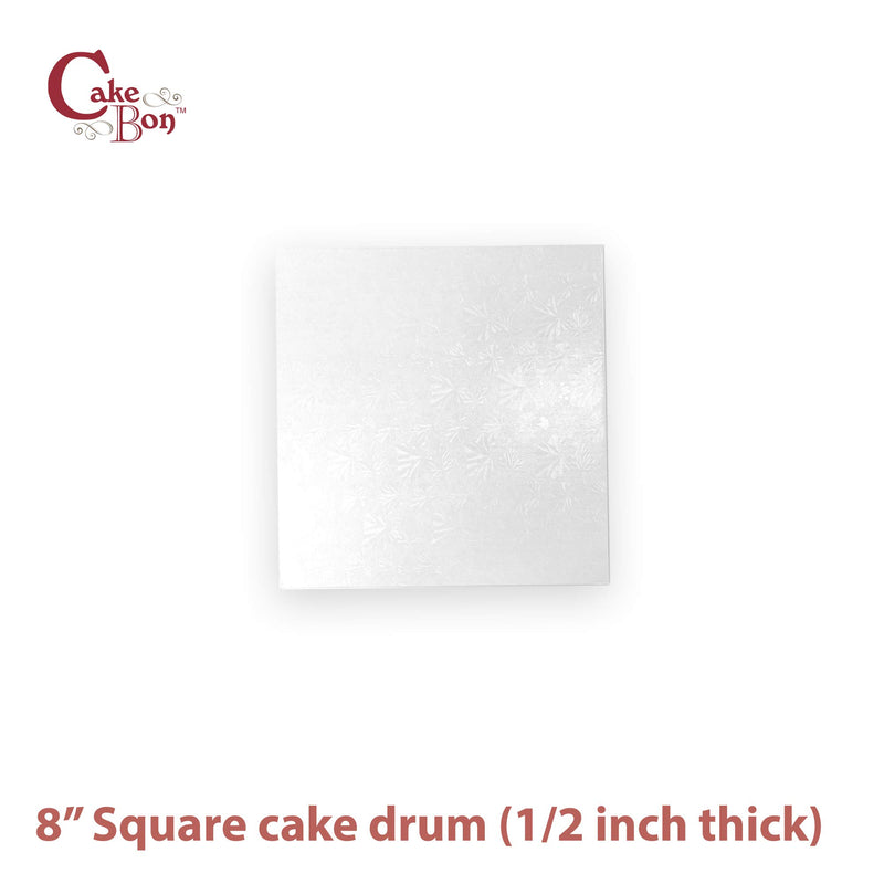 [Australia - AusPower] - Cake Drums Square 8 Inches - (White, 6-Pack) - Sturdy 1/2 Inch Thick - Fully Wrapped Edges White 