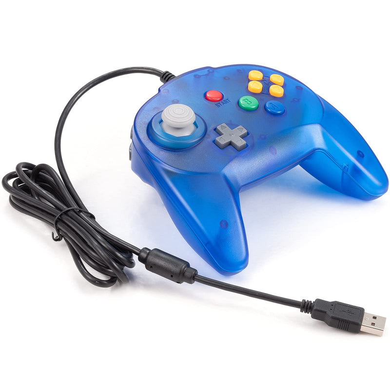 [Australia - AusPower] - LUXMO Upgraded PC USB Version for Nintendo 64 Wired Controller Gamepads Joystick design Compatible with Windows PC Switch MAC Steam Petro Pie Raspberry Pi3 6 ft USB Cord Transparent Blue 