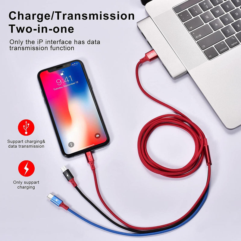 [Australia - AusPower] - 3Pack Multi USB Charging Cable 3A, ASICEN 5Ft 3-in-1 Nylon Braided Charger Cord for Phone/Type C/Micro USB Port Compatible with Cell Phones 11/Xs/X/8/7/6/Samsung Galaxy/Huawei/LG/HTC/OnePlus/Tablets 