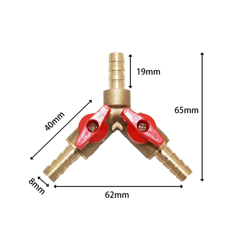 [Australia - AusPower] - Joywayus 5/16" ID Hose Barb, Y shaped Type 3 way Union Intersection/Split Brass Shut off Ball Valve Fitting 5/16"-1pcs 