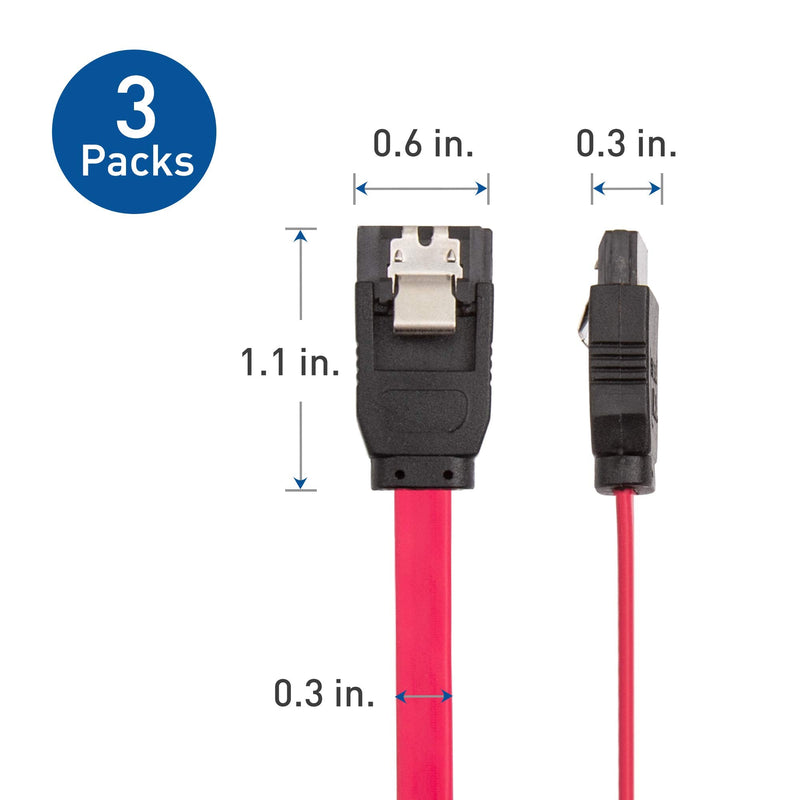 [Australia - AusPower] - Cable Matters 3-Pack SATA III 6.0 Gbps SATA Cable 24 Inches (SATA Cable for SSD, SATA SSD Cable, SATA 3 Cables) Red 