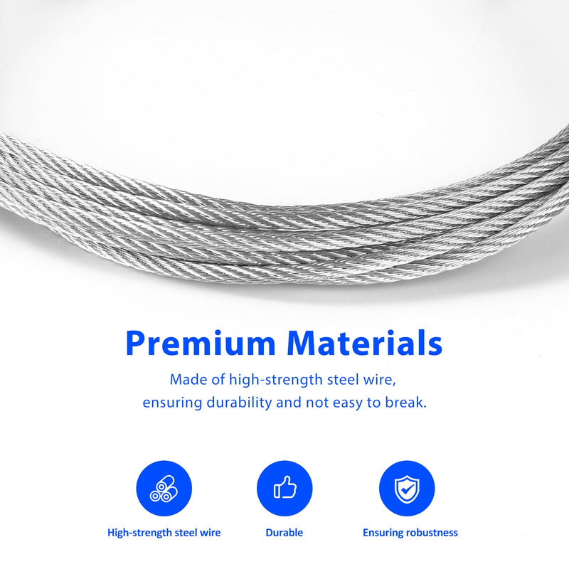 [Australia - AusPower] - 2PCS 150" Garage Door Spring Cable Wire,Enclosed Cargo Trailer Ramp Door Replacement Kit Cables 12.5' 