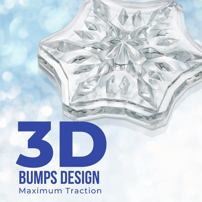 [Australia - AusPower] - devembr Snowboard Stomp Pad, 3D Clear Snowflake Snowboarding Stomp Pads, PVC Material, 1.96" x 1.96", Transparent Pattern 3 Pack 