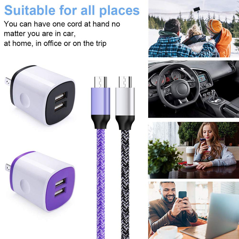 [Australia - AusPower] - Android Charging Block, Micro Charging Cable 6ft, Dual Port Wall Charger Plug with Fast Charge Phone Charger Cord Android Compatible for Samsung Galaxy S7 S6,Note 4 5,Tab S2,Kindle Fire 7,LG K8 K30 
