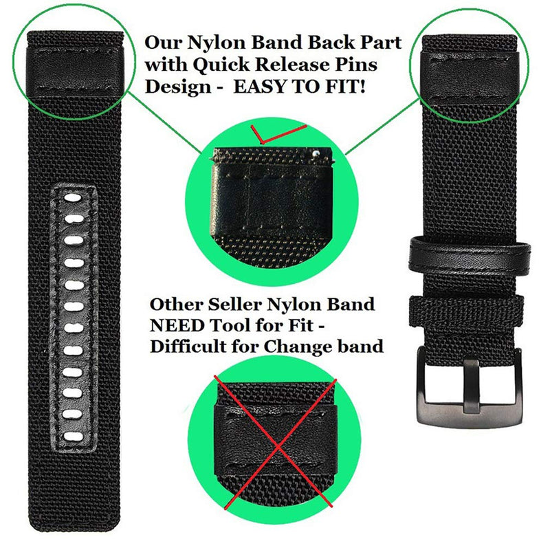 [Australia - AusPower] - Olytop Compatible Ticwatch S2 Band / Ticwatch Pro Band, 22mm Galaxy Watch 3 Bands 45mm Quick Release Premium Nylon with Leather Replacement Bands for 46mm Galaxy Watch Women Men Smartwatch - Black 