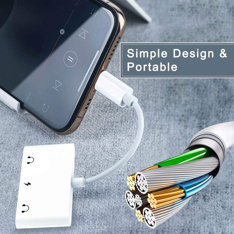 [Australia - AusPower] - Headphone Adapter for iPhone,3 in 1 Dual 3.5mm Audio Stereo Splitter Compatible with iPhone 13 Pro/12 iPad,Audio Output for 3.5mm Jack Earphone,Headphone,Speaker and More 