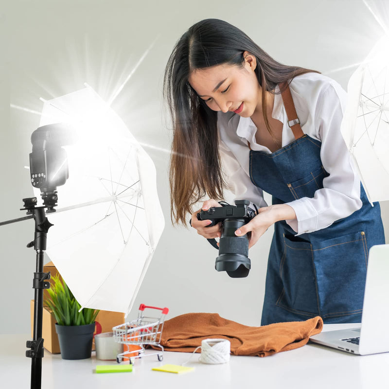 [Australia - AusPower] - Cosmos 2 Pack Photography Light Reflector Umbrella 20 Inch / 50cm Diameter White Translucent Soft Umbrella Photography Photo Video Studio Mini Lighting Diffuser for Portrait & Product Studio Shooting 