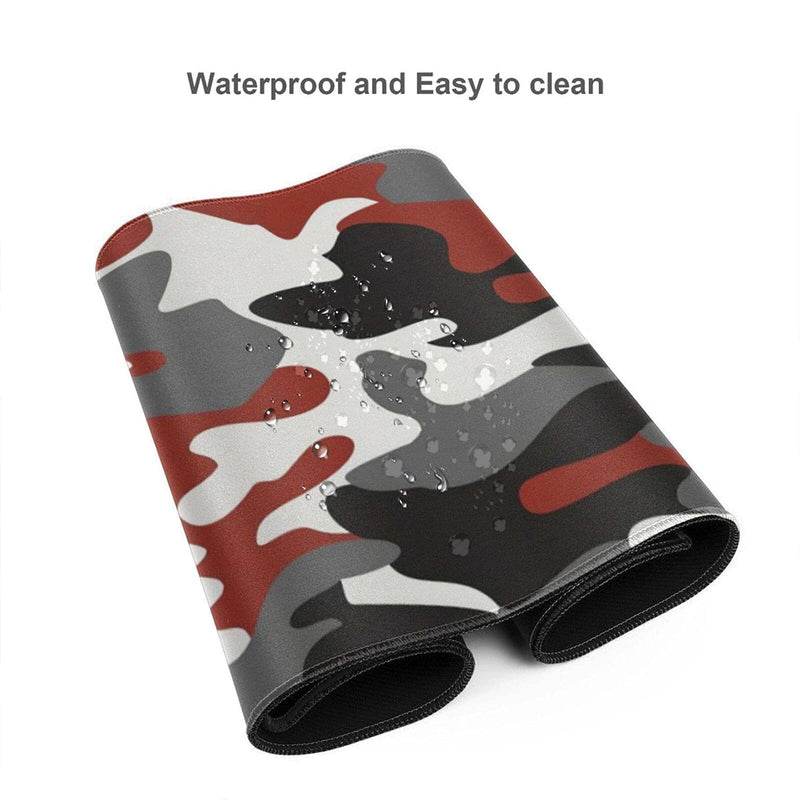 [Australia - AusPower] - White Black Red Camo Gaming Mouse Pad Large XL Long Extended Pads Big Mousepad Keyboard Mouse Mat Desk Pad Home Office Decor Accessories for Computer Pc Laptop White Black Red Camo 