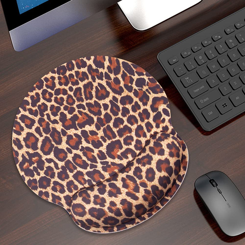 [Australia - AusPower] - Leopard Mouse Pad with Wrist Support,Desk Accessories Ergonomic Mouse Pad Durable & Comfortable Large Non-Slip Cheetah Wrist Rest for Gaming,Computer,Laptop,Home Office 