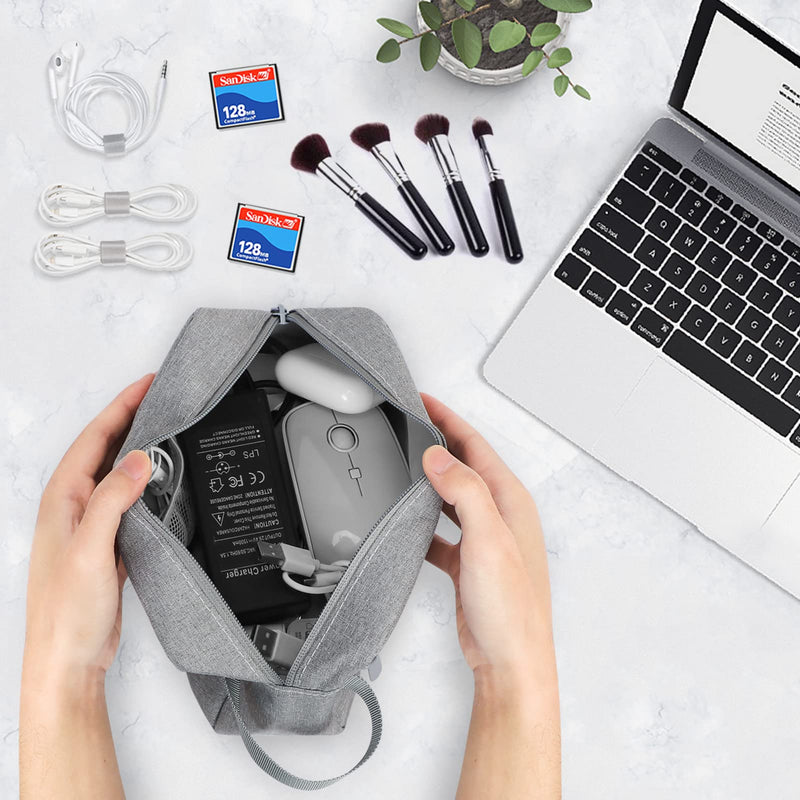 [Australia - AusPower] - FYY Electronic Organizer, Travel Cable Organizer Bag Pouch Electronic Accessories Carry Case Portable Waterproof All-in-One Storage Bag for Cable, Cord, Charger, Phone, Earphone Grey Double Layer-M Grey-All in one 