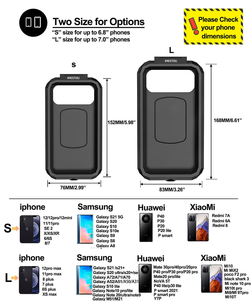 [Australia - AusPower] - iMESTOU Waterproof IP67 Motorcycle Phone (4.7"-6.1") Mount Wireless/ USB C Charger Handlebar Cellphone Holder 360 Rotation Work by Wiring to 12/24V Vehicles or Plugging to USB A Sockets For Smaller Phone Size 