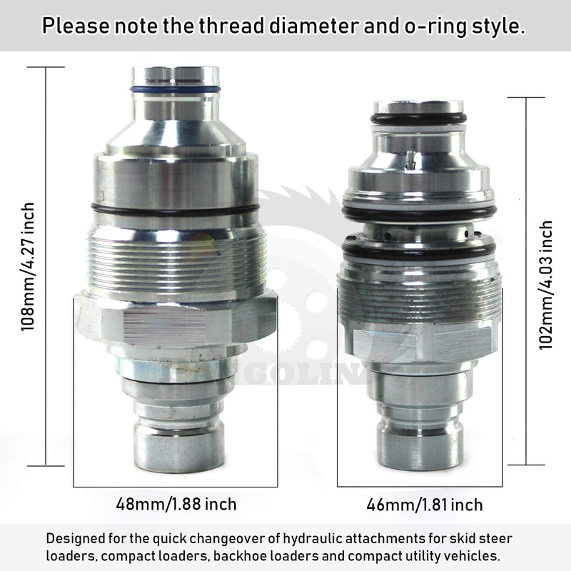 [Australia - AusPower] - PANGOLIN 7246799 Hydraulic Male Flat Face Quick Connect Coupler 48mm Thread Diameter Hydraulic Coupler for Bobcat T180 T190 T200 T250 T300 T320 Excavator E32 E32i Parts, 3 Month Warranty 