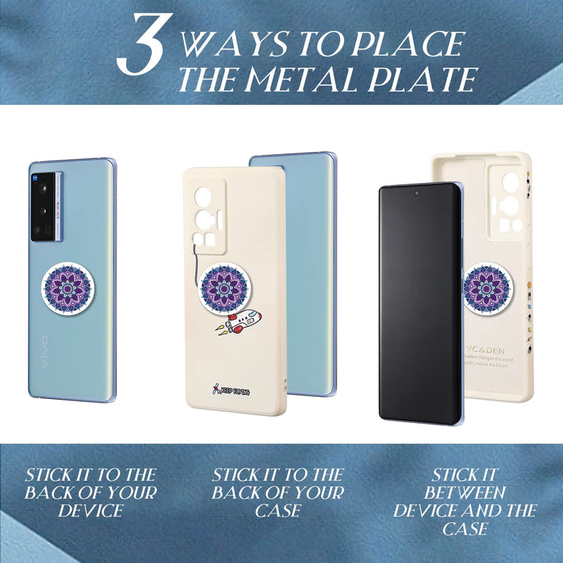 [Australia - AusPower] - 24 Pieces Replacement Mount Metal Plates Universal Metal Plate for All Magnetic Car Mounts, Cell Phone, Tablet Holder, 12 Rectangle and 12 Round (Purple and Blue, Delicate Style) Purple and Blue 