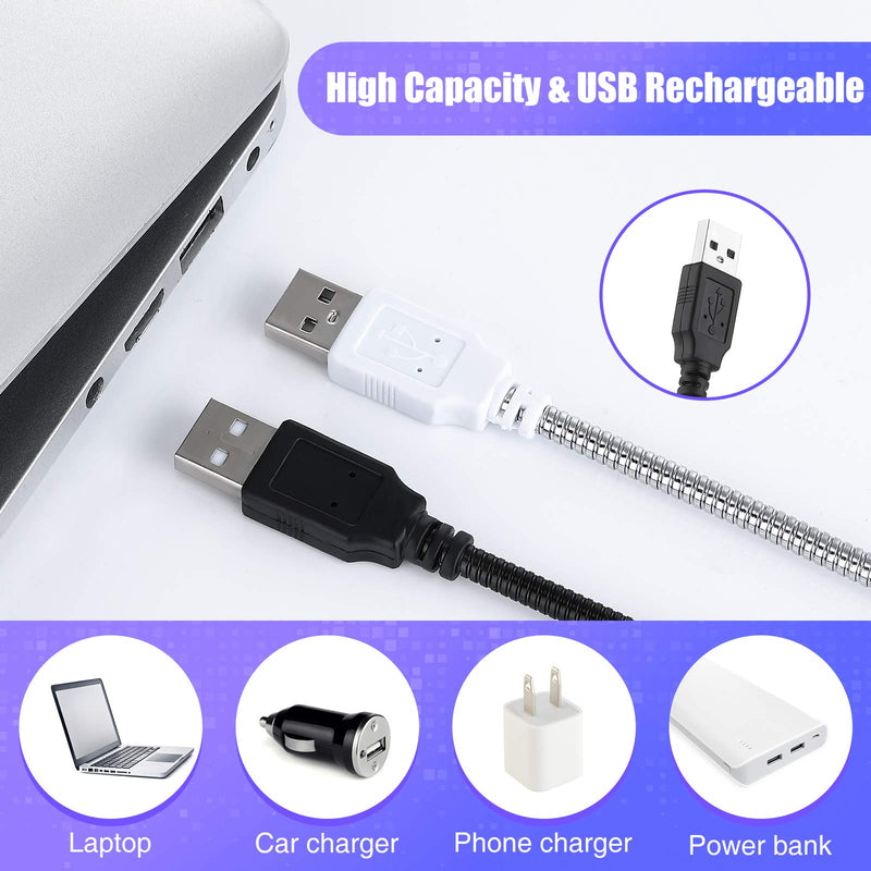 [Australia - AusPower] - 2 Pieces USB LED Light USB Light for Laptop Keyboard Light Gooseneck Light Computer Light Flexible Stick Dimmable LED Lamp Touch Switch for Reading Book (Black, Silver) Black, Silver 